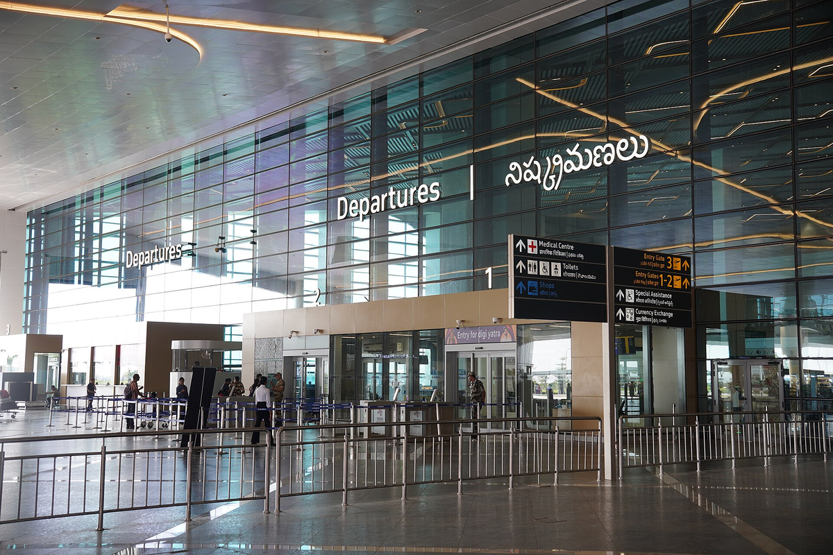 Departures entrance at ASR International Airport, Bhogapuram