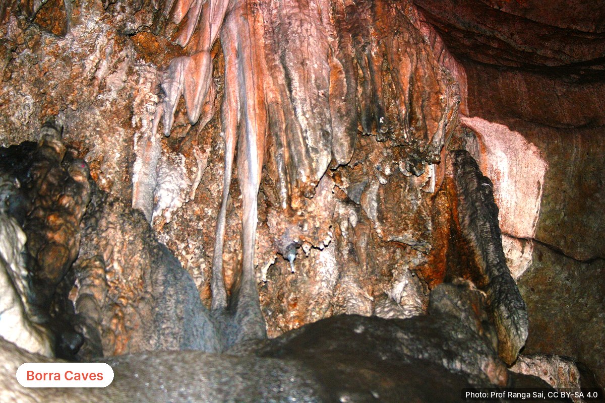 Stalactites inside Borra Caves on the road from Vizag to Araku Valley