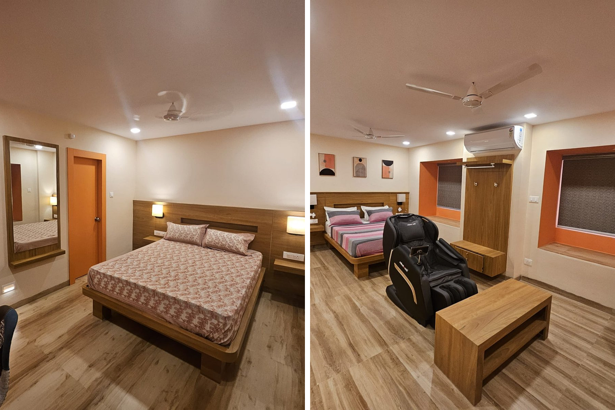 Normal Suite and Massage Suite at Coral Hotel, Madhurawada, the closest part of Vizag to Bhogapuram airport