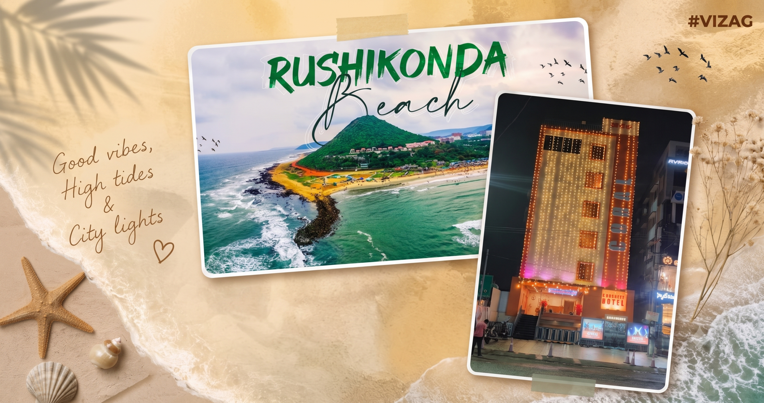 Hotel near Rushikonda Beach, Vizag — golden coastline close to Coral Hotel